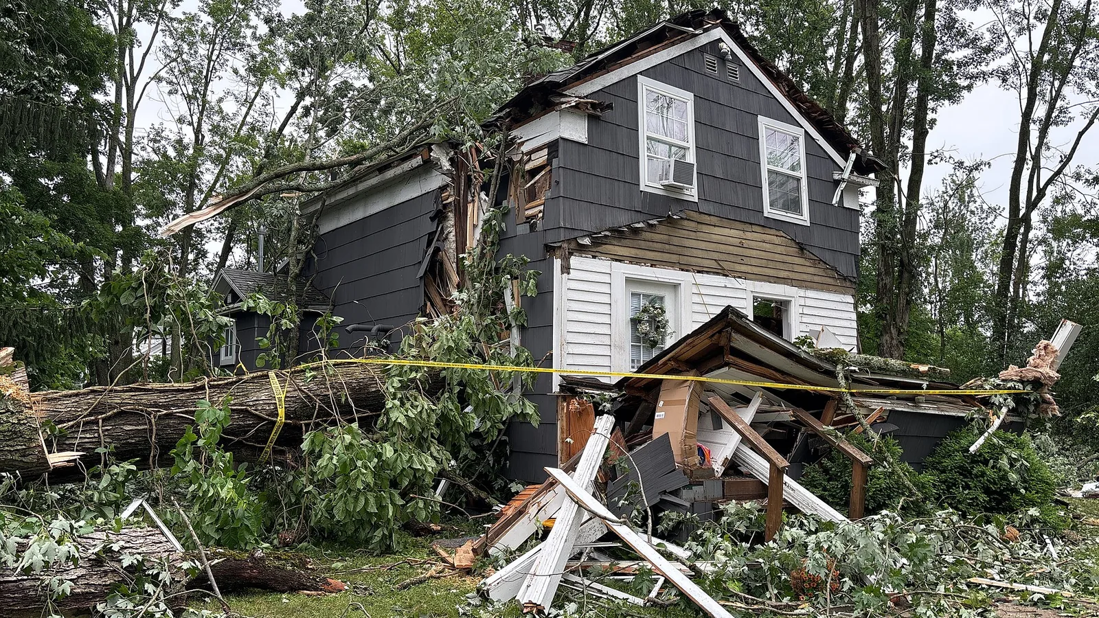 Commercial building and roof damage after a tornado